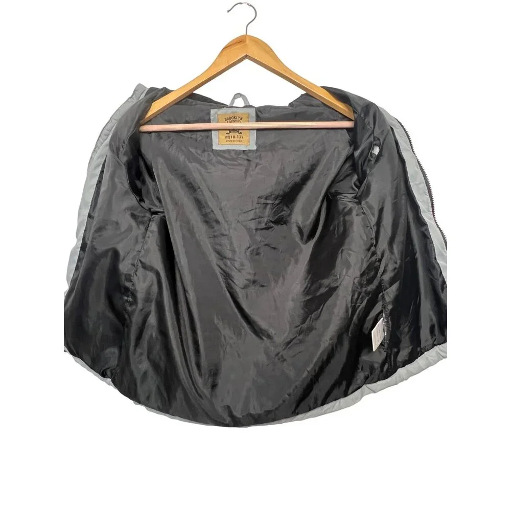 Brooklyn Laundry Boys Gray & Black Puffer Jacket  Front Full Zipper Closure flaw